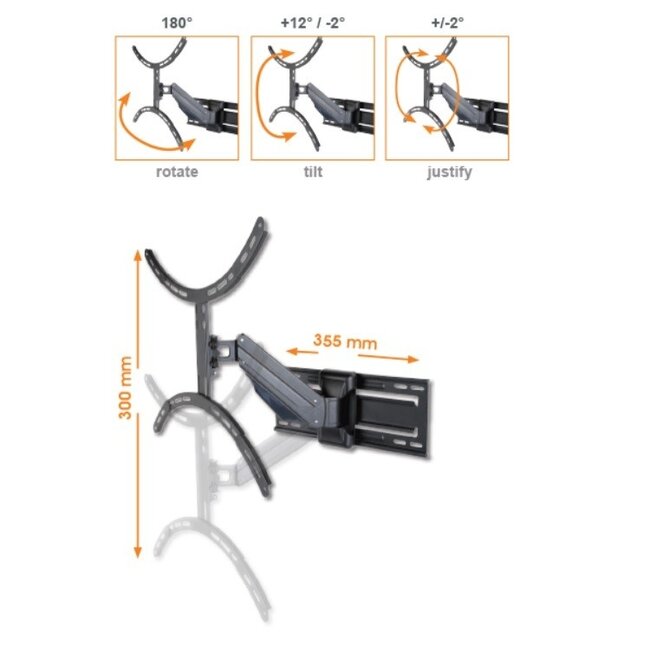 My Wall muurbeugel voor schermen tot 75 inch / interactief (3 draaipunten)