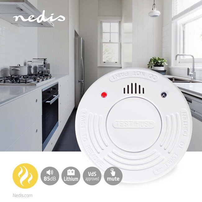 Nedis rookmelder - Lithium 10 jaar accu - EN 14604 / VdS
