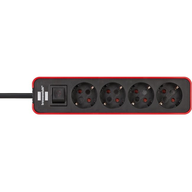 Brennenstuhl Ecolor stekkerdoos met 4 contacten en schakelaar / zwart/rood - 1,5 meter