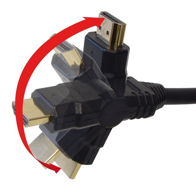 HDMI kabel - 180° draaibare connectoren (boven/beneden) - versie 1.4 (4K 30Hz) - 1,5 meter
