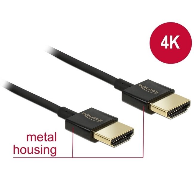 Dunne Premium HDMI kabel - versie 2.0 (4K 60Hz) / zwart - 1,5 meter