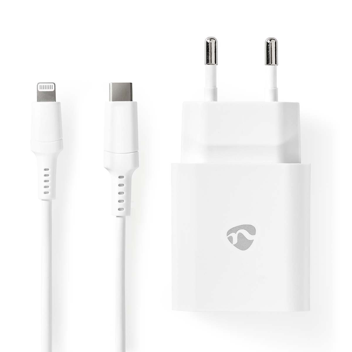 Nedis Oplader | Snellaad functie | PD3.0 20W | 1,67 A / 2,22 A / 3,0 A A | Outputs: 1 | USB-C™ | Lightning 8-Pins (Los) Kabel | 1.0 m | 20 W | Automatische Voltage Selectie