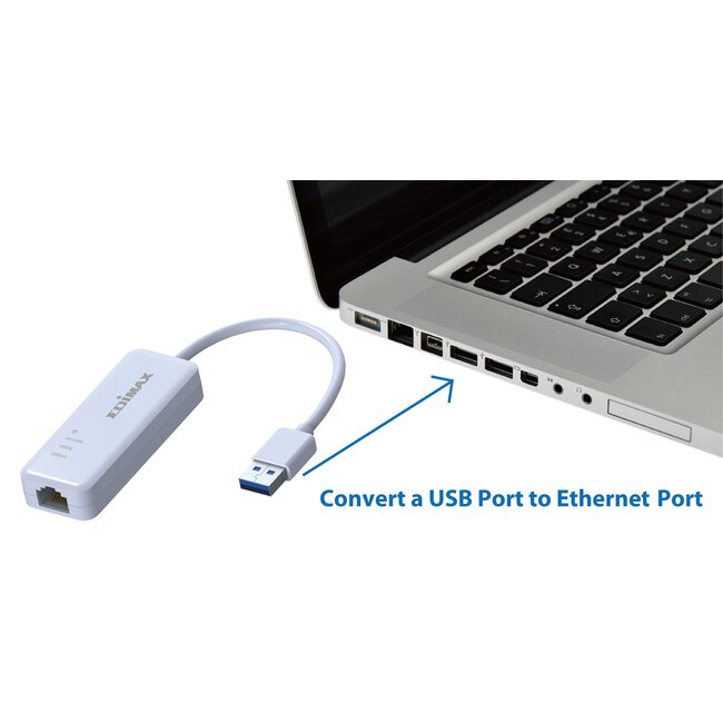 Edimax EU-4306 USB-A naar RJ45 Gigabit Ethernet LAN adapter - USB3.0 - CAT6 / wit - 0,10 meter