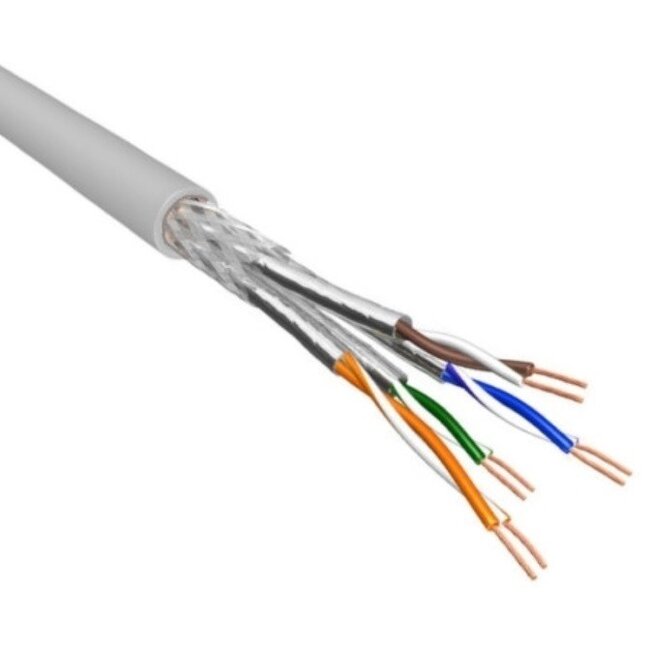 S/FTP CAT6 Gigabit netwerkkabel met flexibele aders - AWG27 / grijs - 100 meter