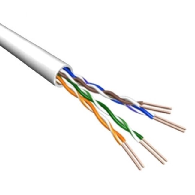U/UTP CAT6 Gigabit netwerkkabel met flexibele aders - AWG24 / wit - 500 meter