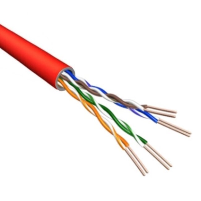 U/UTP CAT6 Gigabit netwerkkabel met flexibele aders - AWG24 / rood - 500 meter