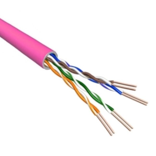 U/UTP CAT6 Gigabit netwerkkabel met flexibele aders - AWG24 - LSZH / roze - 500 meter