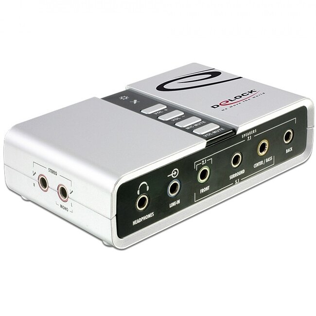 DeLOCK USB2.0 externe geluidskaart voor 2.1 stereo / 5.1 en 7.1 surround / grijs