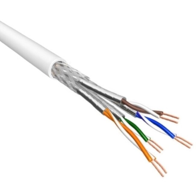 S/FTP CAT6 Gigabit netwerkkabel met flexibele aders - AWG26 - LSZH / wit - 500 meter