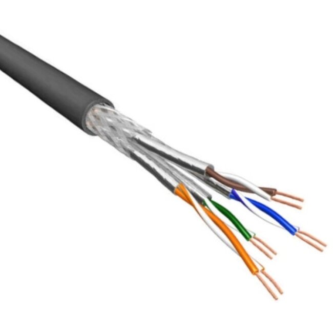 S/FTP CAT6 Gigabit netwerkkabel met flexibele aders - AWG26 - LSZH / zwart - 500 meter