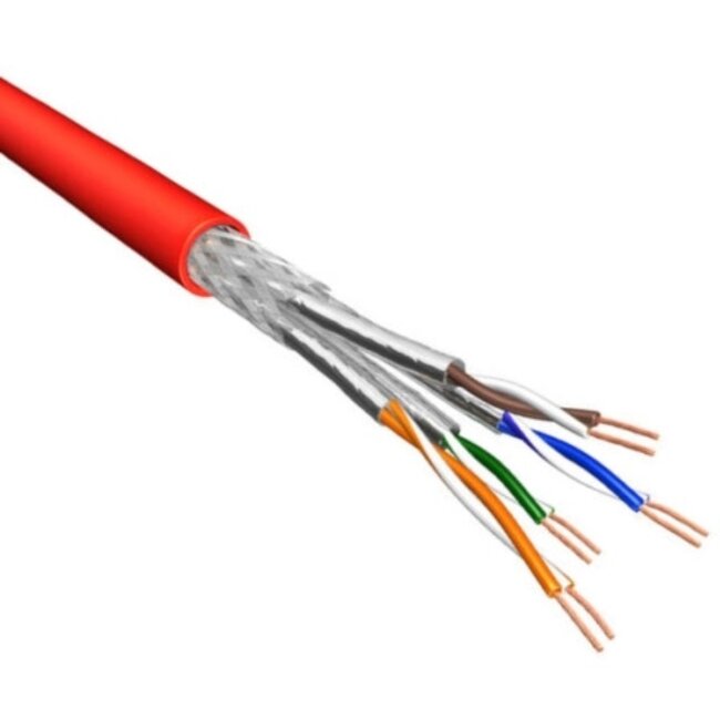 S/FTP CAT6 Gigabit netwerkkabel met flexibele aders - AWG26 - LSZH / rood - 500 meter