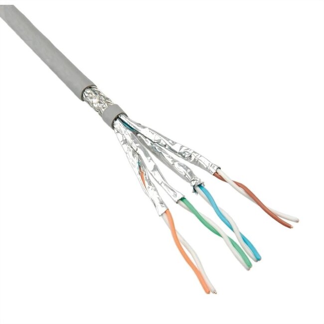 S/FTP CAT6 Gigabit netwerkkabel met vaste aders - AWG24 / grijs - 50 meter