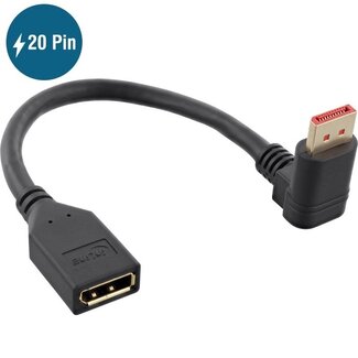 InLine Premium DisplayPort adapter met DP_PWR - 90° haaks naar beneden - versie 1.4 (5K/8K 60Hz) / zwart - 0,15 meter