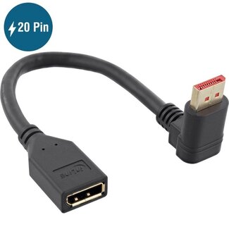 InLine Premium DisplayPort adapter met DP_PWR  - 90° haaks naar boven - versie 1.4 (5K/8K 60Hz) / zwart - 0,15 meter