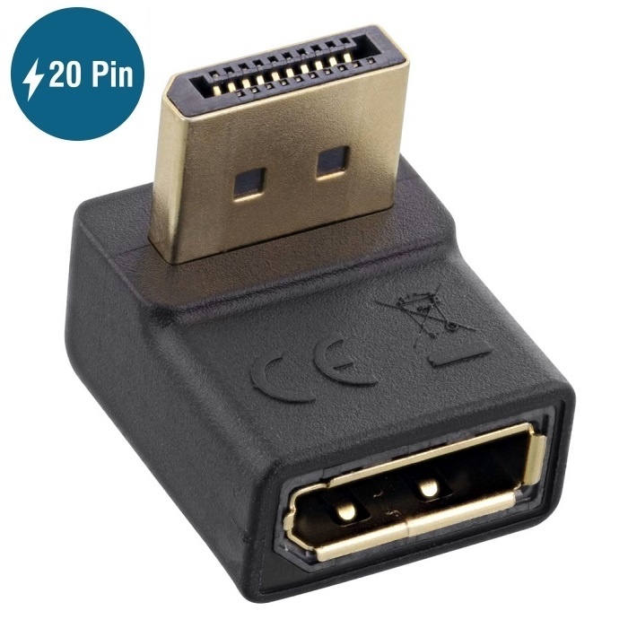 DisplayPort 1.2 Adapter Haaks naar Boven Zwart