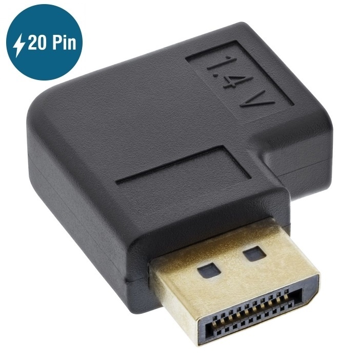 DisplayPort adapter met DP_PWR - 90° haaks naar links - versie 1.4 (5K/8K 60Hz) / zwart