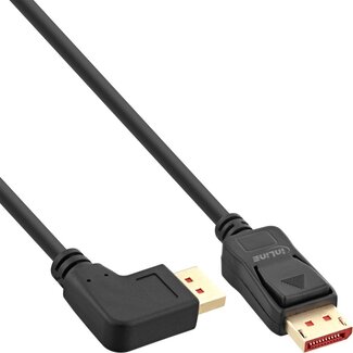 InLine Premium DisplayPort kabel - 90° haaks naar links - versie 1.4 (5K/8K 60Hz) / zwart - 1 meter