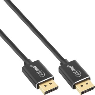 InLine Dunne premium DisplayPort kabel - versie 1.4 (5K/8K 60Hz) / zwart - 0,50 meter