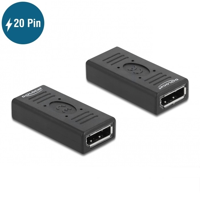 Premium DisplayPort koppelstuk (v-v) met DP_PWR - versie 1.2 (4K 60Hz) / zwart