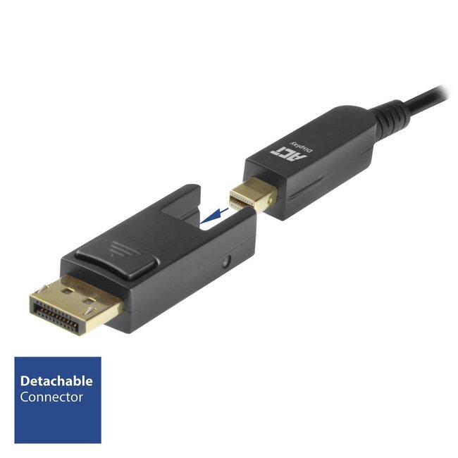 DisplayPort Active Optical Cable (AOC) met afneembare connector - versie 1.4 (5K/8K 60Hz) / zwart - 25 meter