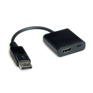 Value HDMI (v) naar DisplayPort (m) actieve adapter - HDMI 1.4 / DP 1.2 (4K 30Hz) - voeding via Micro USB (v) / zwart - 0,15 meter