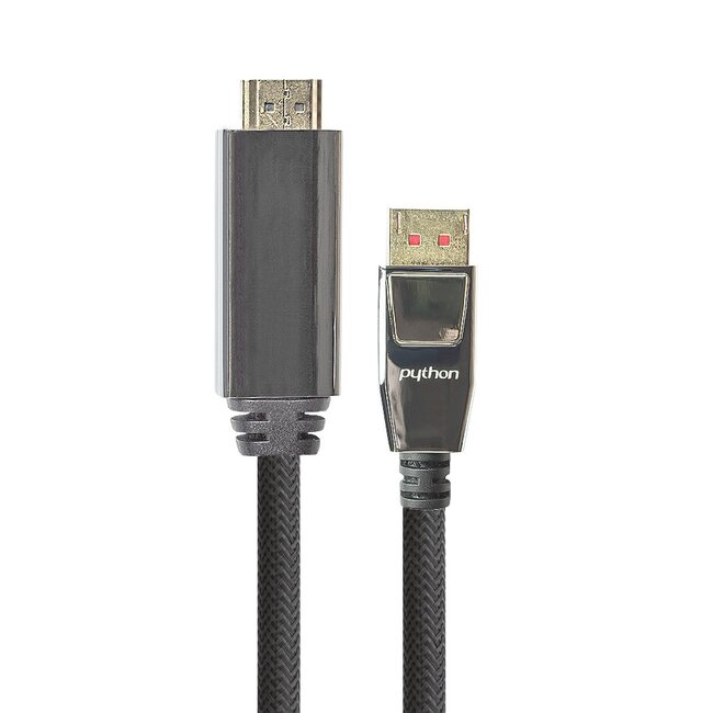 PYTHON DisplayPort naar HDMI kabel - DP 1.4 / HDMI 2.0 (4K 60Hz + HDR) / zwart - 1 meter