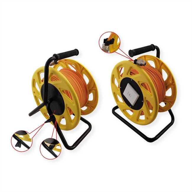 Roline S/FTP CAT6a 10 Gigabit netwerk kabelhaspel / oranje - LSZH - 60 meter