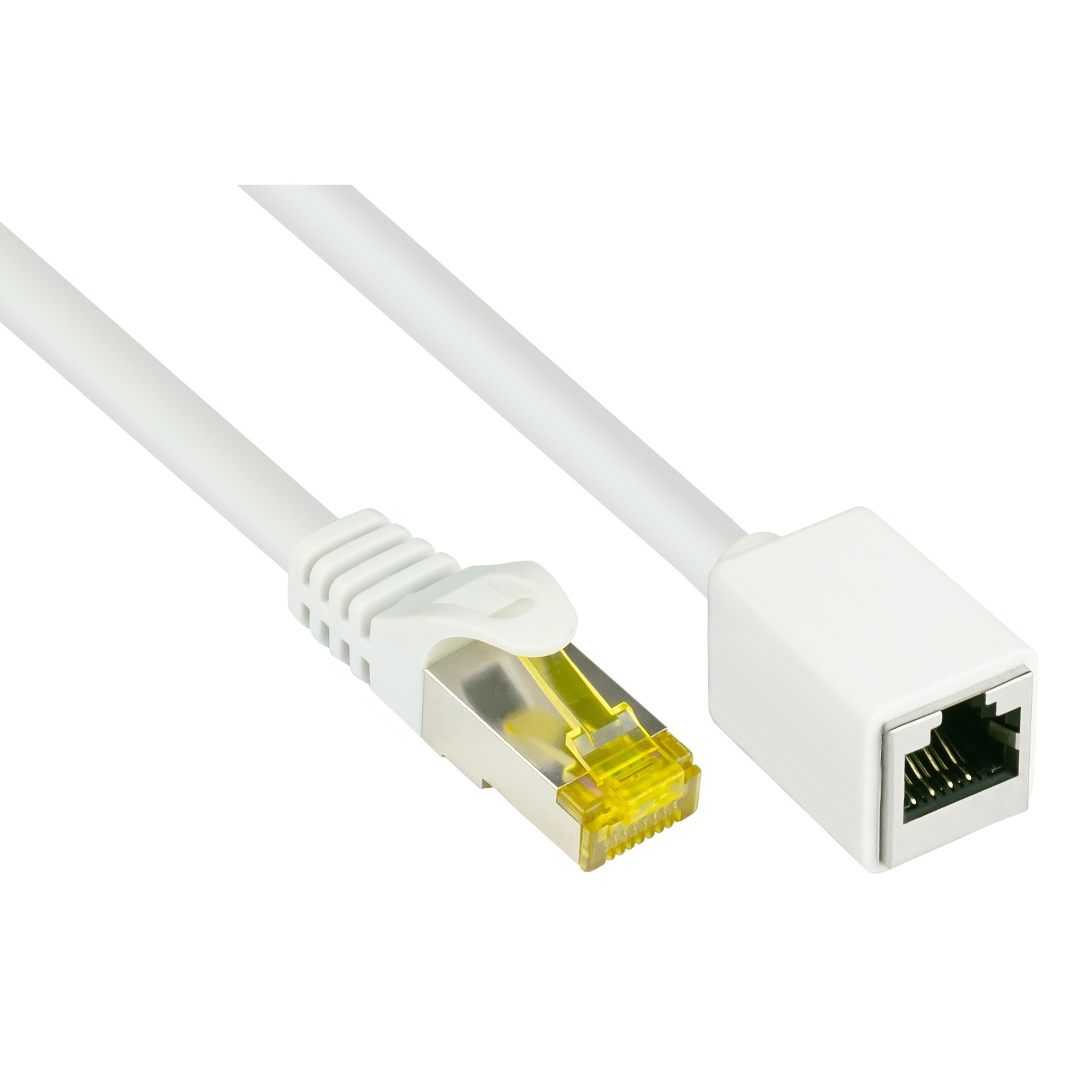 Good Connections Alcasa 8070VR-100W. Snoerlengte: 10 m, Kabel standaard: Cat7, Kabelafscherming: S/FTP (S-STP), Aansluiting 1: RJ-45, Aansluiting 2: RJ-45, Contact geleider materia