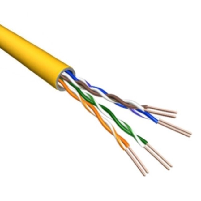 U/UTP CAT6a 10 Gigabit netwerkkabel met flexibele aders - AWG24 - LSZH / geel - 500 meter