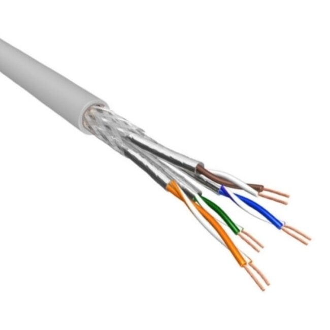S/FTP CAT6a 10 Gigabit netwerkkabel met flexibele aders - AWG26 - LSZH / grijs - 500 meter