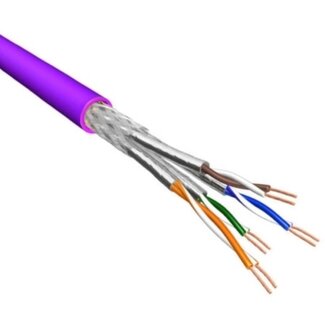 EECONN S/FTP CAT6a 10 Gigabit netwerkkabel met flexibele aders - AWG26 - LSZH / paars - 500 meter