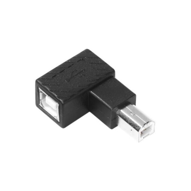 USB-B naar USB-B adapter - haaks naar rechts - USB2.0 / zwart