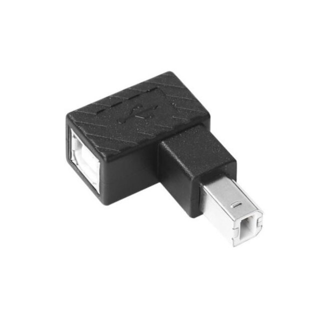 USB-B naar USB-B adapter - haaks naar beneden - USB2.0 / zwart