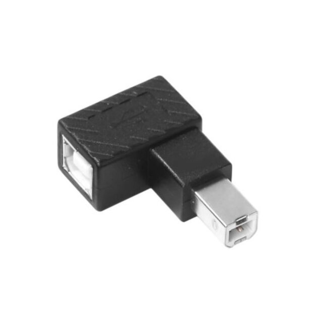 USB-B naar USB-B adapter - haaks naar links - USB2.0 / zwart
