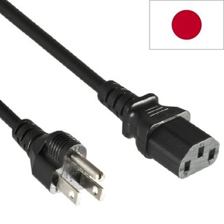 DINIC C13 (recht) - Type B / Japan (recht) stroomkabel - VCTF 3x 2,00mm / zwart - 3 meter