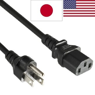 DINIC C13 (recht) - Type B / Amerika/Japan (recht) stroomkabel - SJT/VCTF AWG18/3 / zwart - 1,8 meter