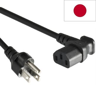 DINIC C13 (haaks/links) - Type B / Japan (recht) stroomkabel - VCTF 3x 0,75mm / zwart - 1,8 meter