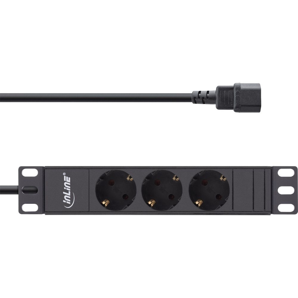 InLine 10'' stekkerdoos - IEC C14 - 3x CEE 7/3 - zonder schakelaar / zwart - 2 meter
