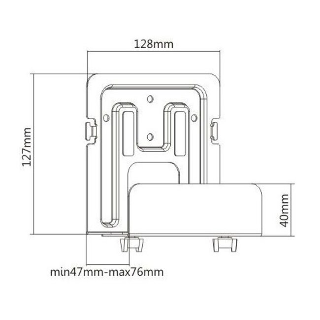 Cavus premium muurbeugel met houder voor A/V apparatuur - medium / zwart