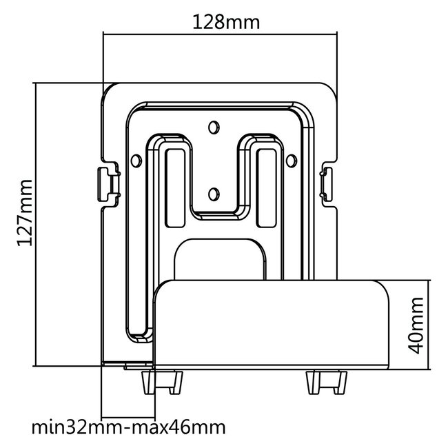 Cavus premium muurbeugel met houder voor A/V apparatuur - klein / zwart