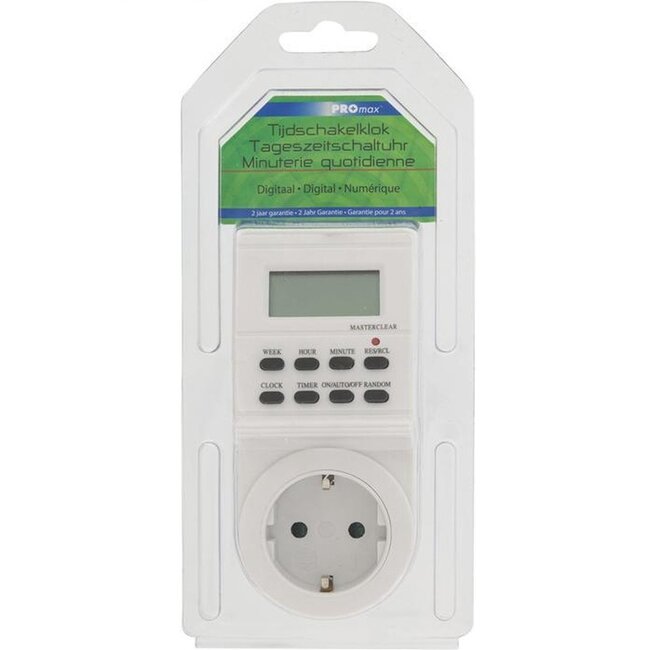 Tijdschakelklok - digitaal (20 programma's per week) - voor binnen / wit