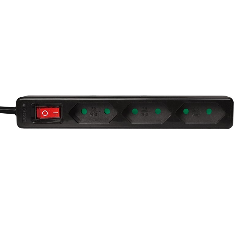 LogiLink LPS230B Stekkerdoos met schakelaar 3-voudig Zwart Vormige stekker 1 stuk(s)