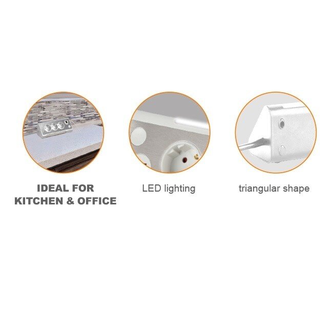 MaxTrack bureau stekkerdoos met 3 contacten en 2x USB / wit - 3 meter