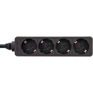InLine Stekkerdoos met 4 contacten / zwart - 3 meter