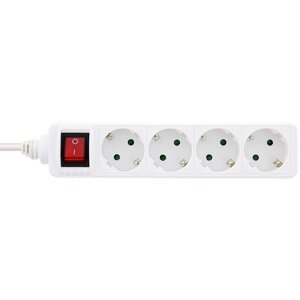 Stekkerdoos met 4 contacten en schakelaar / wit - 3 meter