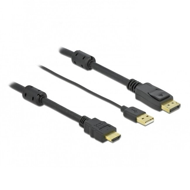 Premium HDMI naar DisplayPort actieve kabel - HDMI 1.4 / DP 1.2 (4K 30Hz) - voeding via USB-A / zwart - 10 meter