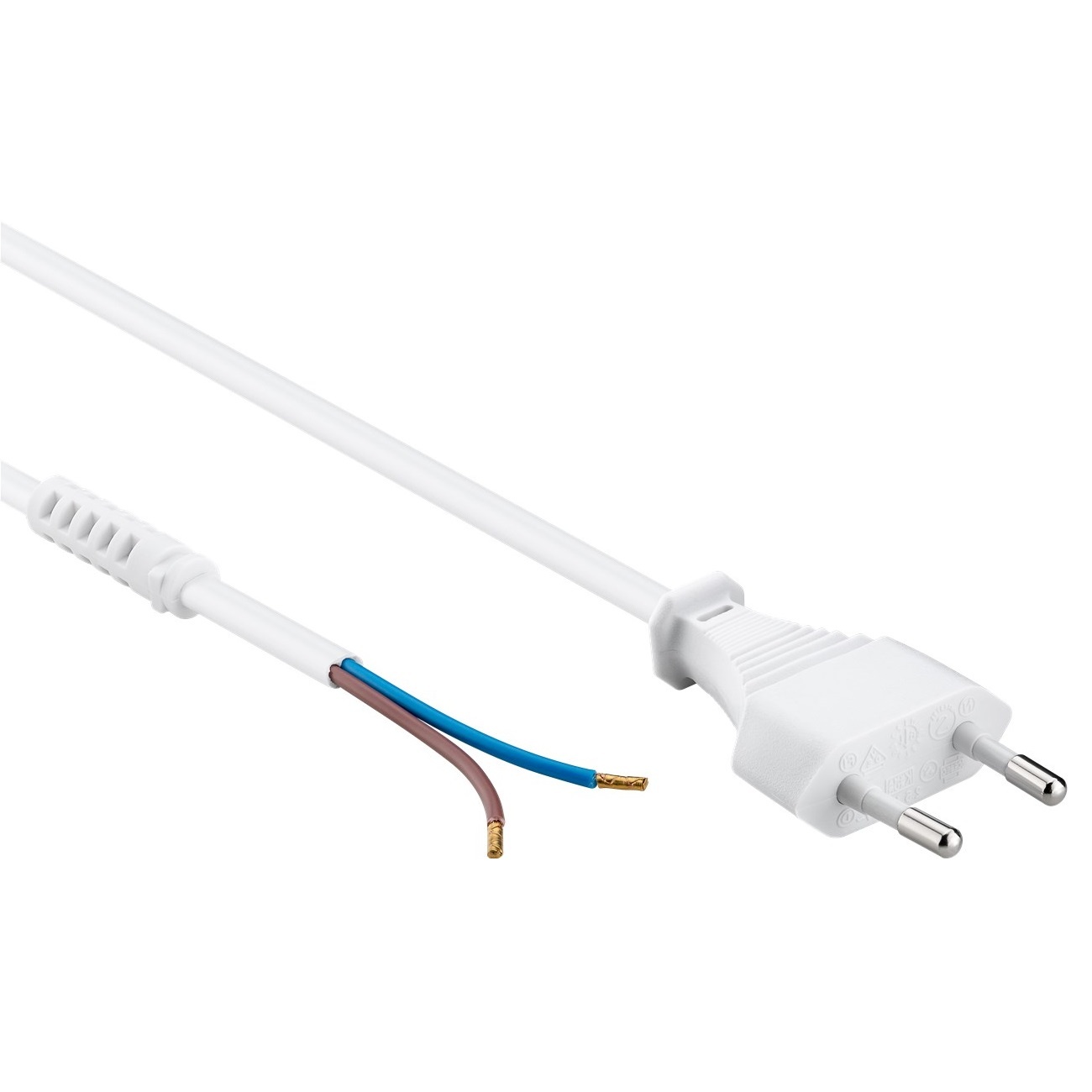 Kabel met eurostekker voor montage, 1,5 m, wit