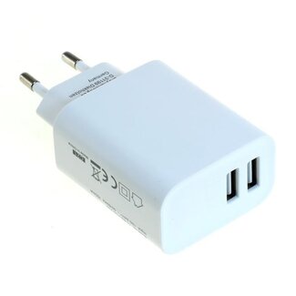 OTB USB thuislader met 2 poorten - recht - 2,4A / wit