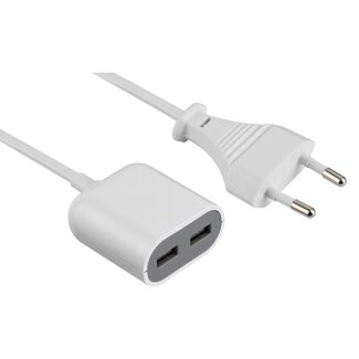 MaxTrack USB thuislader met 2 poorten - Smart IC - 2,4A / wit - 1,5 meter