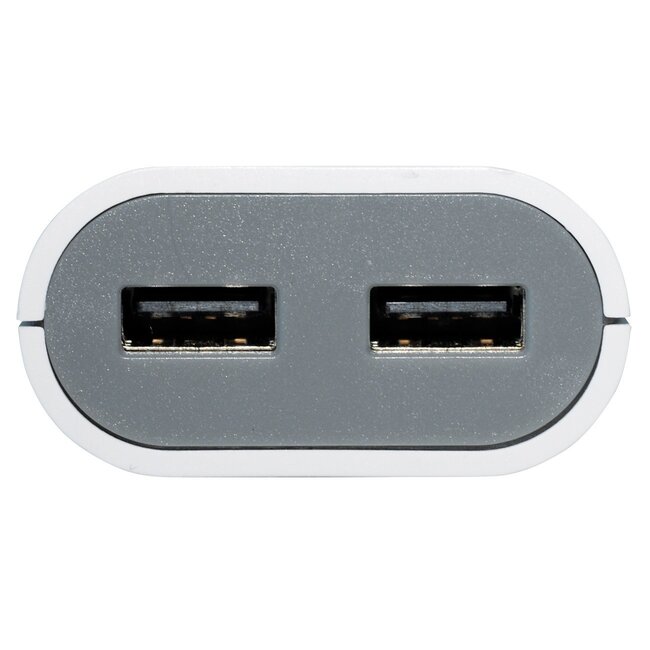 USB thuislader met 2 poorten - Smart IC - 2,4A / wit - 1,5 meter